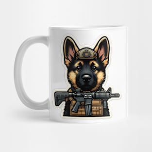 Tactical German Shepard Puppy Sticker Mug